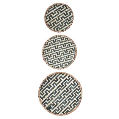 EXCEART 3pcs Bamboo Woven Wall for Boho Decor Rustic Hanging Storage Tray for Home Kitchen Stylish Wall Art for Fruits Vegetables and More