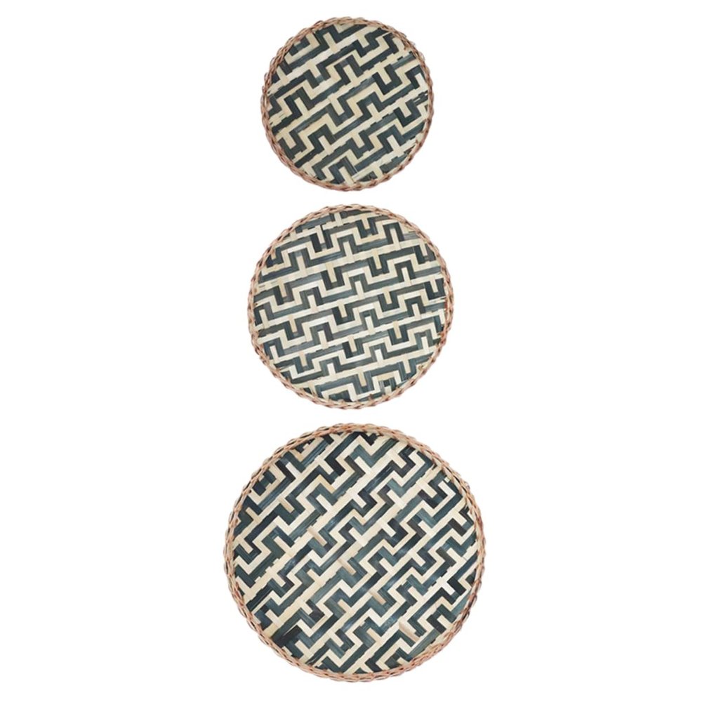 EXCEART 3pcs Bamboo Woven Wall for Boho Decor Rustic Hanging Storage Tray for Home Kitchen Stylish Wall Art for Fruits Vegetables and More