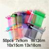 Hamthuit 50 Pcs/Lot Organza Gift Bag Color Drawstring Organza Bag Gift Color Jewelry Candy Gauze Packaging Bag view 4