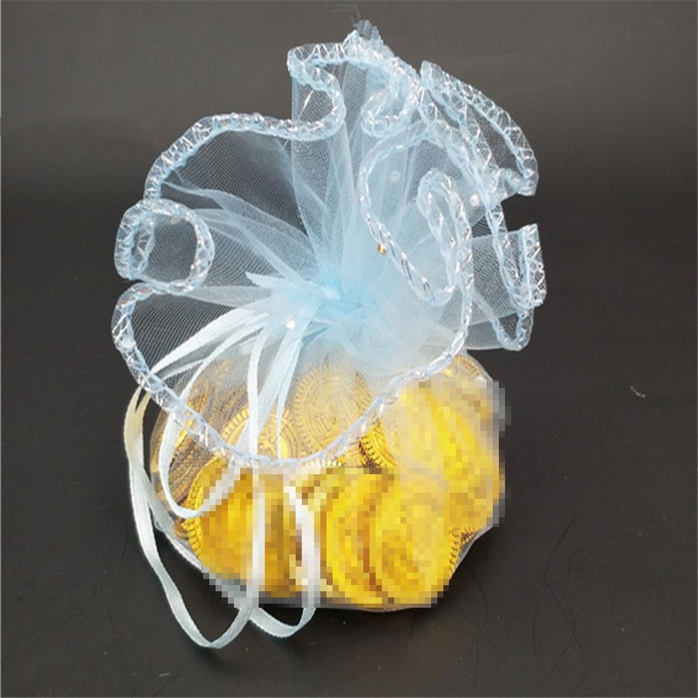 Hamthuit 10 Pcs 26 CM Large Organza Bags Organza Jewelry Pouches Wedding Favors and Gifts Round Organza Bag