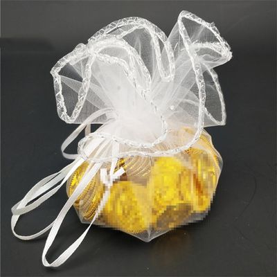 Hamthuit 10 Pcs 26 Cm Christmas Organza Round Bags for Wedding Organza Gift Bags Drawstring Jewelry Packaging Bags