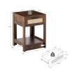 15.75" Rattan End Table, Modern Side Table with 1 Drawer, Accent Table Nightstand with Metal Handle, Small Sofa Table for Living Room, Bedroom, Balcony, Practical Home Decor, Rustic Brown view 2