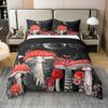 King Size 3 Pcs Red Mushroom Duvet Cover 100% Cotton Sun Moon Exotic Starry Galaxy Bedding Set for Kids Teens Adults Wild Botanical Burgundy Plants Comforter Cover with 2 Pillowcases(No Comforter) view 1