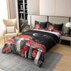 King Size 3 Pcs Red Mushroom Duvet Cover 100% Cotton Sun Moon Exotic Starry Galaxy Bedding Set for Kids Teens Adults Wild Botanical Burgundy Plants Comforter Cover with 2 Pillowcases(No Comforter) view 2