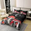 King Size 3 Pcs Red Mushroom Duvet Cover 100% Cotton Sun Moon Exotic Starry Galaxy Bedding Set for Kids Teens Adults Wild Botanical Burgundy Plants Comforter Cover with 2 Pillowcases(No Comforter) view 3