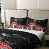 King Size 3 Pcs Red Mushroom Duvet Cover 100% Cotton Sun Moon Exotic Starry Galaxy Bedding Set for Kids Teens Adults Wild Botanical Burgundy Plants Comforter Cover with 2 Pillowcases(No Comforter) view 4