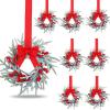 Giegxin 8 Pcs Vintage Small Christmas Wreath for Cabinet Mini Kitchen Wreath with Red Berry Realistic Norfolk Farmhouse Decoration for Xmas Window Indoor Chair Fireplace Porch Candle Decor (No Bows) view 1