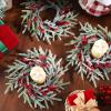 Giegxin 8 Pcs Vintage Small Christmas Wreath for Cabinet Mini Kitchen Wreath with Red Berry Realistic Norfolk Farmhouse Decoration for Xmas Window Indoor Chair Fireplace Porch Candle Decor (No Bows) view 4