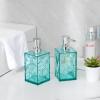 Hand Soap Dispenser, Clear Acrylic Plastic Liquid Pump Bottles Refillable Lotion Dispenser for Bathroom Decor Kitchen College Dorm, Teal 2 Pack view 2