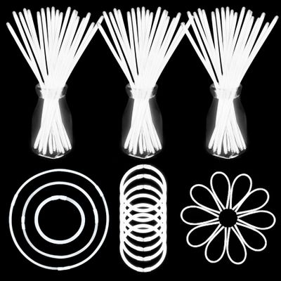 YOFOBU 150 Pack White Glow Sticks Bulk Light Up Bracelet Glow Necklaces with Connectors 150ct 8" Glowsticks 4th of July Neon Party Supplies for NewYear Valentine's Day Wedding Birthday Carnival Raves