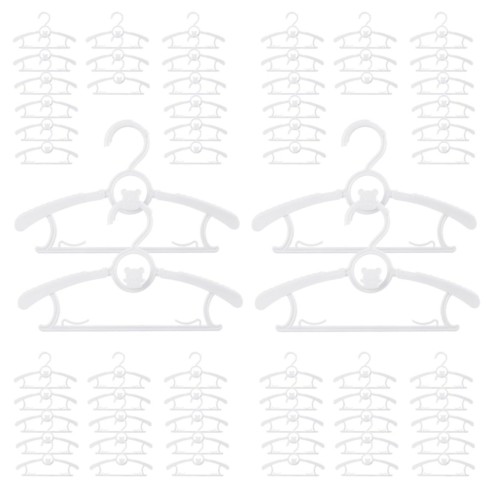 Baby Hangers for Nursery Closet 60 Pack Plastic Kids Clothes Hanger Space Saving Non Slip Extendable Toddler 11-14 Adjustable Hangers Heavy Duty Clothing Infant Hanger Bulk, White