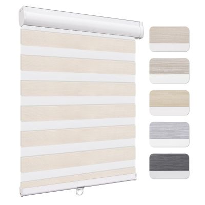 Keego Zebra Roller Window Blinds Cordless Custom Size Free-Stop Shades Dual Layer Light Control Easy Install Roler Shades for Windows (Apricot, 26" W x 64" H)