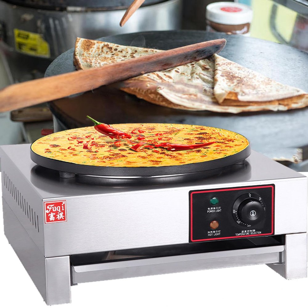 3000W Electric Pancake & Crepe Maker with 15.7" Non Stick Hot Plate and Free Utensils, Adjustable Temperature, for Family Kitchen, Commercial, Street Snack,220V