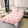 Cute Rabbit Bedding 100% Cotton Set Cartoon Bunny Pink Decor Duvet Cover 100% Cotton for Kids Boys Girls Lovely Little Floral Rabbit Botanical Animal Quilt Cover Room Decor 3Pcs Queen Size Zipper view 3