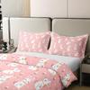 Cute Rabbit Bedding 100% Cotton Set Cartoon Bunny Pink Decor Duvet Cover 100% Cotton for Kids Boys Girls Lovely Little Floral Rabbit Botanical Animal Quilt Cover Room Decor 3Pcs Queen Size Zipper view 4