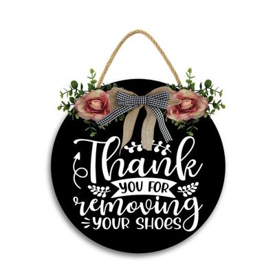 12x12In Thank You for Removing Your Shoes Wood Sign,Shoes Off Wooden Wall Decorative Sign,No Shoes Wall Polite Sign Hanging for Front Door Home Entry Door,Country Style Home Accessory Gift