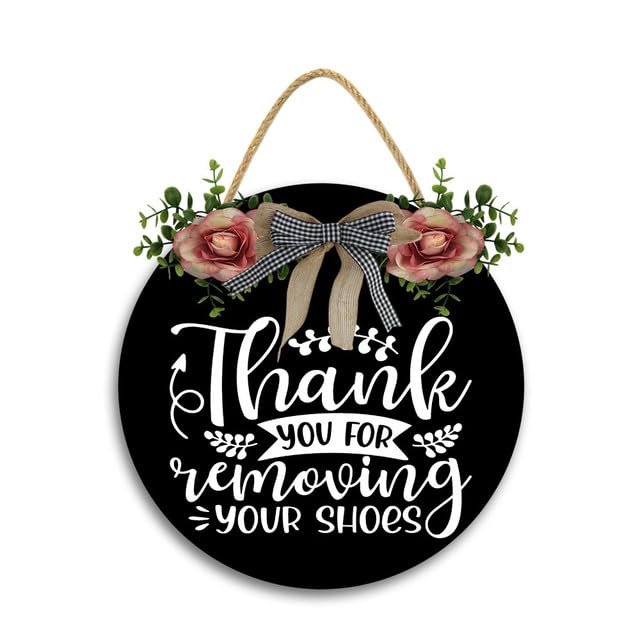 12x12In Thank You for Removing Your Shoes Wood Sign,Shoes Off Wooden Wall Decorative Sign,No Shoes Wall Polite Sign Hanging for Front Door Home Entry Door,Country Style Home Accessory Gift