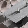 63" Modern Dining Table for 4-6 Seat, Curved Kitchen Table with Gray Marble Sintered Stone Table Top Dining Room Table with Pink X-Shaped Metal Legs for Living Room Resterant Office(Table Only) view 4
