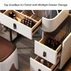 Makeup Vanity Desk with Mirror & Lights, Vanity Set with Chair, Contemporary Dressing Table with Drawers & Cabinet, Vanity Dresser for Bedroom view 4
