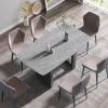 63in Boat Shaped Dining Table for 4-6 Seat, Modern Kitchen Table with Gray Sintered Stone Table Top Dining Room Table with Black Metal Base for Restaurant Living Room Office(Not Including Chairs) view 2