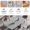 63in Boat Shaped Dining Table for 4-6 Seat, Modern Kitchen Table with Gray Sintered Stone Table Top Dining Room Table with Black Metal Base for Restaurant Living Room Office(Not Including Chairs) view 3