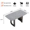 63in Boat Shaped Dining Table for 4-6 Seat, Modern Kitchen Table with Gray Sintered Stone Table Top Dining Room Table with Black Metal Base for Restaurant Living Room Office(Not Including Chairs) view 4
