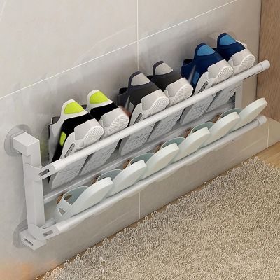 MKYOKO Wall-Mounted Folding Shoe Rack, Space-Saving Entryway Shoe Organizer (Color : B, Size : 65cm/25.6in)