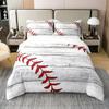 Baseball Pattern Bedding 100% Cotton Set for Children Sports Theme Duvet Cover 100% Cotton 3D Ball Pattern Room Decor Baseball Games Duvet Set Athlete Competitive King Size Zipper Quilt Cover view 1