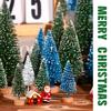 30Pcs Mini Christmas Trees Artificial Christmas Tree Bottle Brush Trees with Wooden Base for Christmas Decor Christmas Party Home Table Craft Decorations(Green+Blue+White) view 3