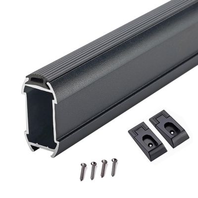 ZAQYCM Wardrobe Cabinet Rod for Hanging Clothes Heavy Duty, Metal Aluminum Pole for Living Room/Bedroom/Kitchen/Garage/Balcony/Hotel Closet, Wall Mount with Fittings (Color : Black, Size : 46in/116cm