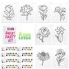 4 Pack Canvas Painting | Pre Drawn Stretched Cotton Canvas | Birthday Gift | Adult Sip and Paint Party Favor | Afro Queen and Flower LotusParty Kits (11x14 Paint Kit, 4 Pack Lotus#2) view 1