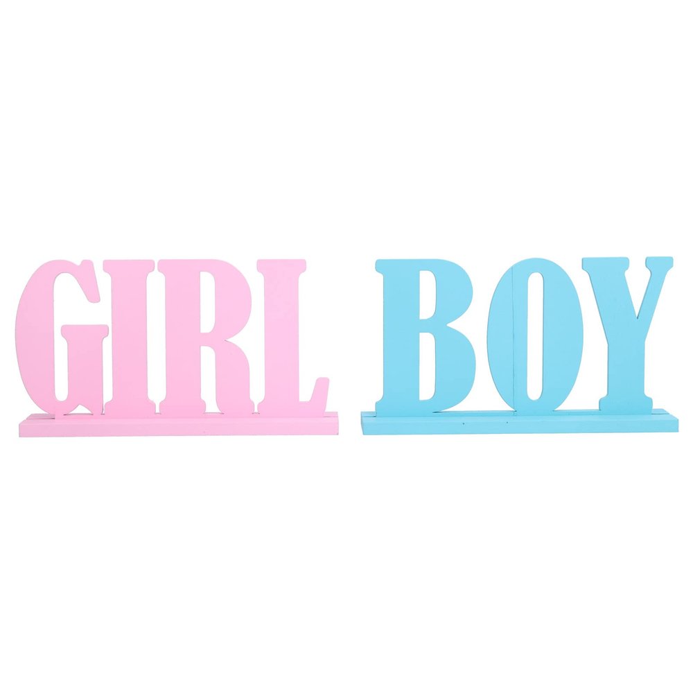 NDNCZDHC Boy and Girl Gender Reveal Table Decorations Wooden Signs for Baby Shower Gender Reveal Party Supplies