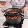 Navaris Cast Iron Casserole Dish Pot 5QT / 10.2" (4.7L / 26cm) - Dutch Oven for Bread Making - Pre-Seasoned Cast Iron Pot with Lid Usable as Frying Pan view 2