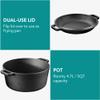 Navaris Cast Iron Casserole Dish Pot 5QT / 10.2" (4.7L / 26cm) - Dutch Oven for Bread Making - Pre-Seasoned Cast Iron Pot with Lid Usable as Frying Pan view 3