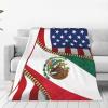 American Flag and Mexico Flag Throw Blanket Lightweight Flannel Fleece Blankets Warm and Cozy Throws for Winter Bedding and Couch 50"X40" Inches view 1