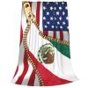 American Flag and Mexico Flag Throw Blanket Lightweight Flannel Fleece Blankets Warm and Cozy Throws for Winter Bedding and Couch 50"X40" Inches view 2