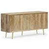 SIMPLIHOME Jager Buffet - 60 inch Wide Solid Mango Wood 4-Door Sideboard Buffet in Natural, Mid-Century Contemporary Storage Cabinet for Dining Room or Kitchen with Metal Legs and Adjustable Shelves view 1