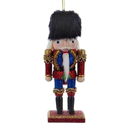 DIGS-N-GIFTS Christmas Nutcracker Ornament 6 Inches Tall Made of Wood with Glitter Style C