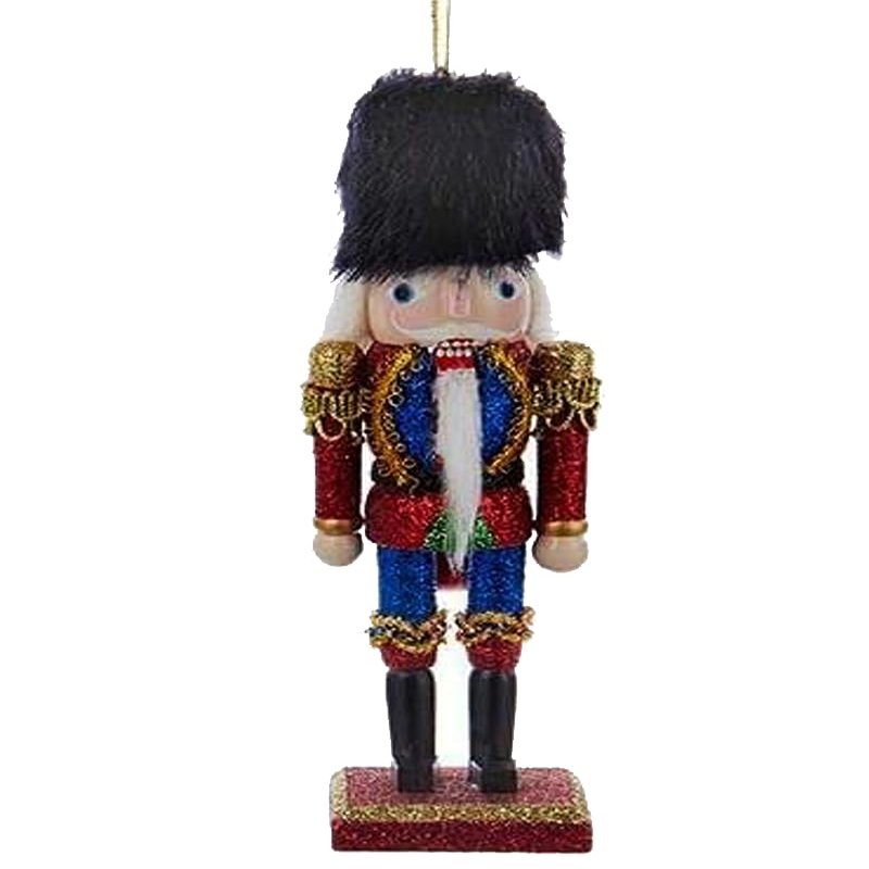 DIGS-N-GIFTS Christmas Nutcracker Ornament 6 Inches Tall Made of Wood with Glitter Style C