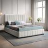 Meridian Furniture LuciaBeige-K Lucia Collection Modern | Contemporary King Bed with Rich Beige Linen Textured Fabric and Black Finish Solid Wood Base, 81.5" W x 87.5" D x 52" H, Beige, King view 2