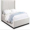 Meridian Furniture LuciaBeige-K Lucia Collection Modern | Contemporary King Bed with Rich Beige Linen Textured Fabric and Black Finish Solid Wood Base, 81.5" W x 87.5" D x 52" H, Beige, King view 3