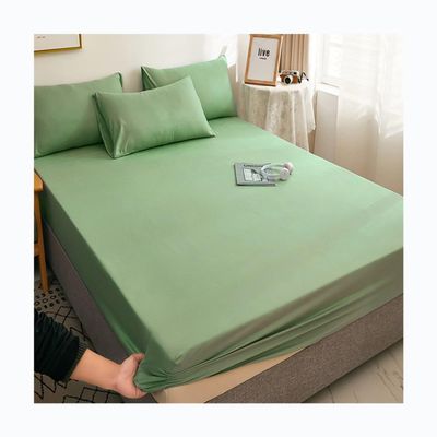 OBONG 100% Pure Cotton Fitted Sheets Hotel Style Cooling Feel King Size Bed Cover Long Staple Cotton Sateen Weave for Soft Feel Mattress Protectors (Color : D, Size : King)