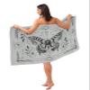 Carosoffe Buttefly Women's Towel Wrap, Lightweight Spa/Bath Wrap with Adjustable Closure, Boho Sun Moon Stars Flower Leaf Line Grey Quick Dry Shower Wrap Towel for Bathroom Beach Pool, 31.5''x59'' view 1