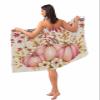 Carosoffe Thanksgiving Women's Towel Wrap, Lightweight Spa/Bath Wrap with Adjustable Closure, Fall Pink Orange Pumpkin Flower Watercolor Burlap Quick Dry Shower Wrap Towel for Bathroom, 31.5''x59'' view 1