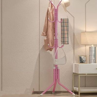 Balcony HangerModern Vertical Coat Hanger Tree Coat 12 Hooks Compartmentalized Storage Coat Rack Easy to Use in Any Room of The Home (Color : Pink)