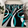 Feelyou Blue Black Gray Retro Circle Swirls Sheet Set Kids' Circle Stripes Abstract Sheets with Deep Pocket Fitted Sheet Queen Size Bed Set 4Pcs view 2