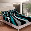 Feelyou Blue Black Gray Retro Circle Swirls Sheet Set Kids' Circle Stripes Abstract Sheets with Deep Pocket Fitted Sheet Queen Size Bed Set 4Pcs view 3