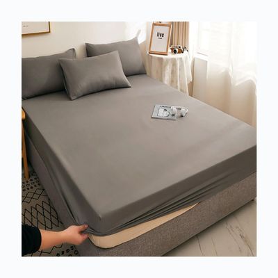 OBONG 100% Pure Cotton Fitted Sheets Hotel Style Cooling Feel King Size Bed Cover Long Staple Cotton Sateen Weave for Soft Feel Mattress Protectors (Color : F, Size : King)