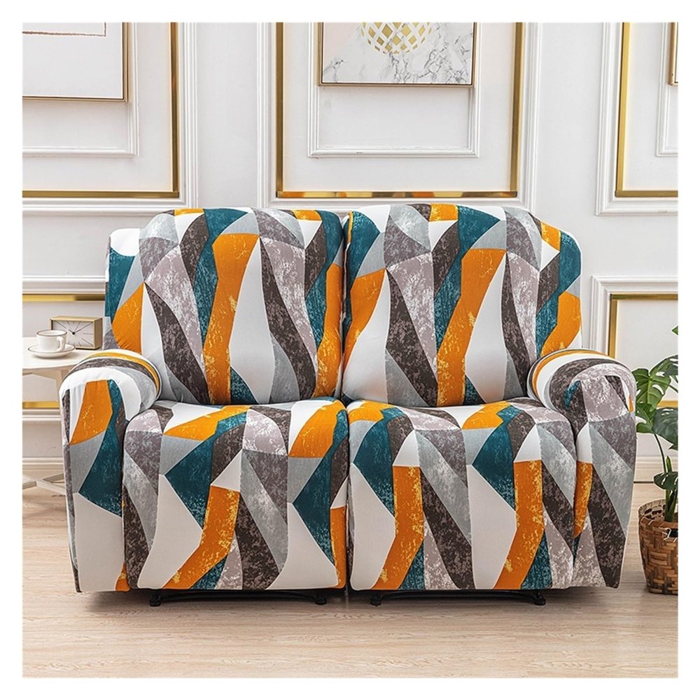 1/2/3 Seater Recliner Sofa Seat Covers Fabric Stretchy 4/6/8-Pieces Couch Slipcover Armchair Cover Non-Slip Furniture Protector, Elastic Spandex Soft Recliner Chair Protectors with Side Pocket ( Color
