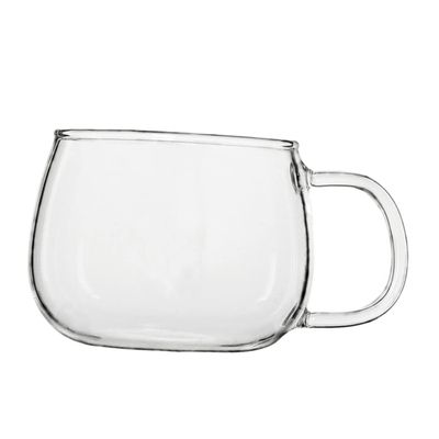 Anneome 1pc Transparent Glass Drink Cup Versatile Milk Juice and Water Cup with Comfortable Grip for Home Use and Everyday Beverages